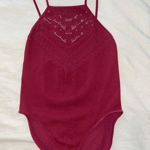 FREE PEOPLE Maroon Bodysuit